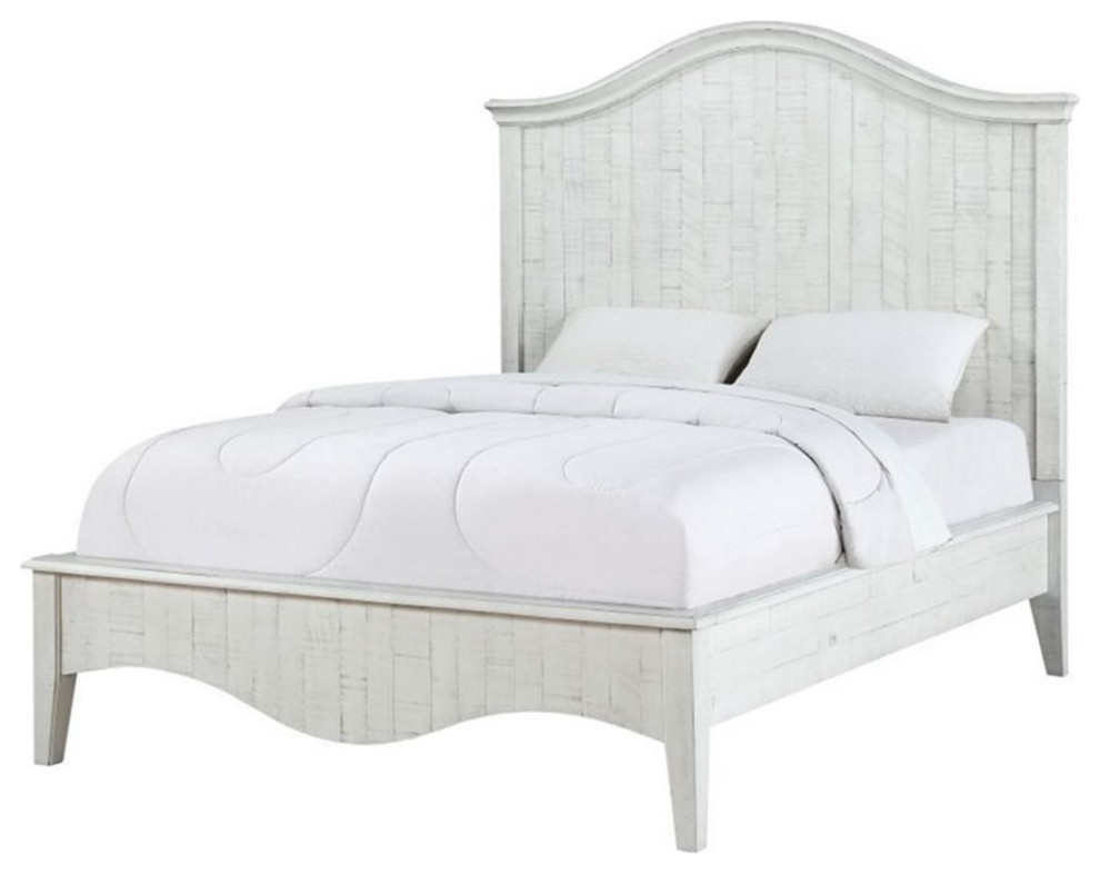 Modus Ella Solid Wood California King Panel Bed in Weathered White