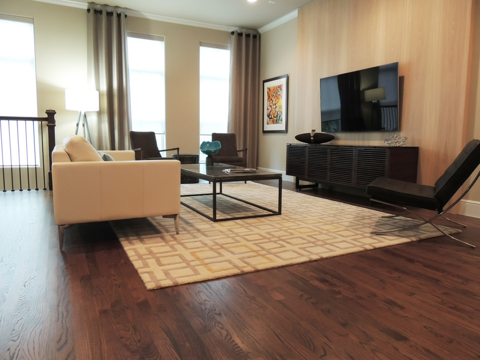 Design ideas for a modern living room in Dallas.