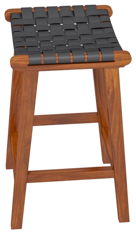 Appleton MidCentury Modern Woven Leather Dining Room Bar Stool in
