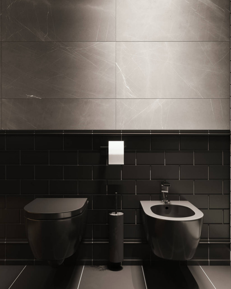 Black interior for a bachelor in St. Petersburg, 75m2