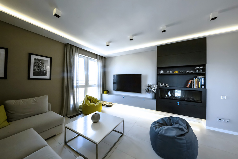 Дизайн квартиры в современном стиле с  акцентами.