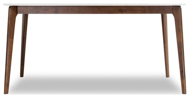 Mel Modern Style Solid Wood Walnut/White Top Rectangular 59" Dining Table