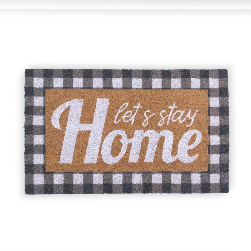 Cranberry Mats Natural Coir Doormat - 16x28 Inch, Non-Slip PVC Back, Welcome Cat Face Design, Brown