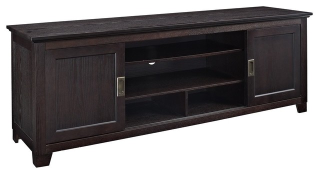 We Furniture 70 Wood Media Tv Stand Console With Sliding Doors We Furniture 70 Wood Media Tv Stand Console With Sliding Doors Espresso