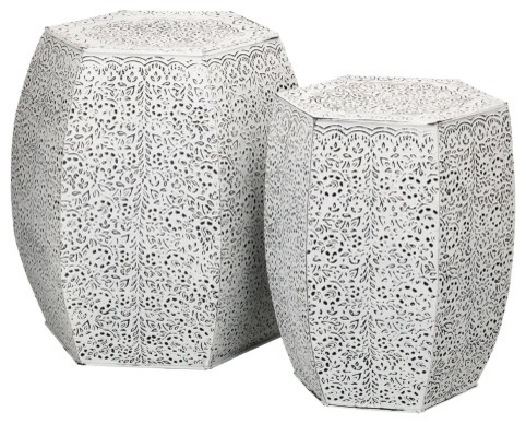 Regal Garden Stools White Vines 2 Piece Set Traditional Accent Regal Garden Stools White Vines 2 Piece Set Traditional Accent And By Silver Crystal Gallery