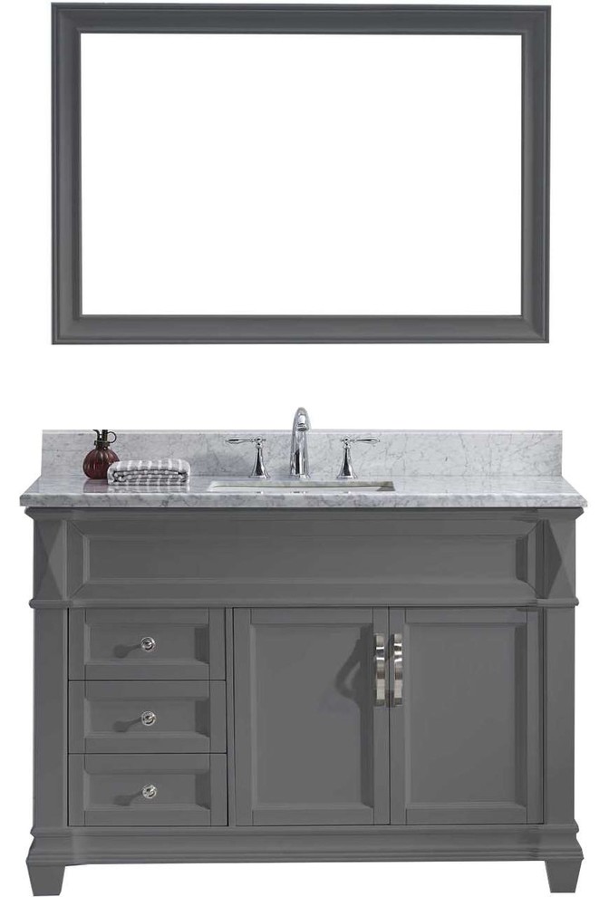 Victoria 48" Single Bathroom Vanity Set, Gray, No Faucet Traditional