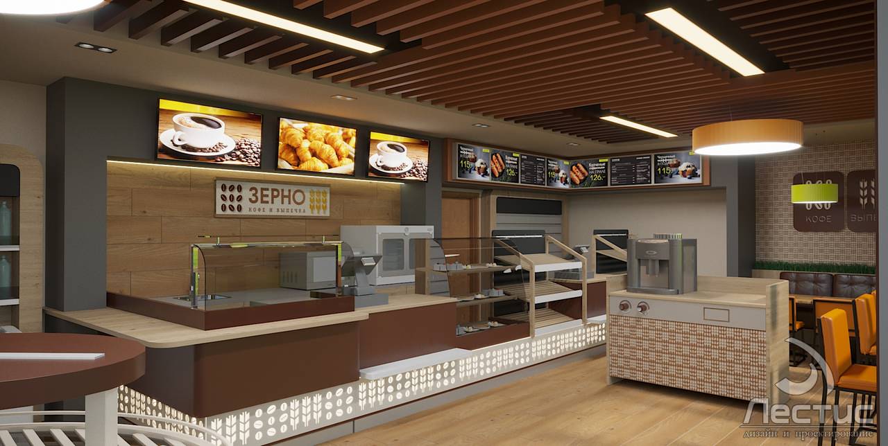 Дизайн интерьера  магазина заправочной станции сети РосНефть