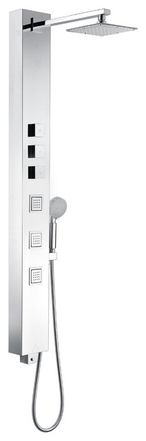 ANZZI Lann 53 in. 3-Jetted Heavy Rain Shower Panel and Spray Wand