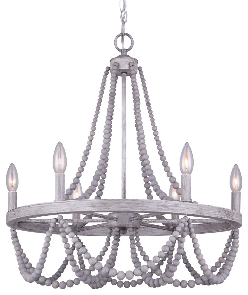 Canarm ICH1001A0623 Kipling 6 Light 23"W Beaded Chandelier Farmhouse