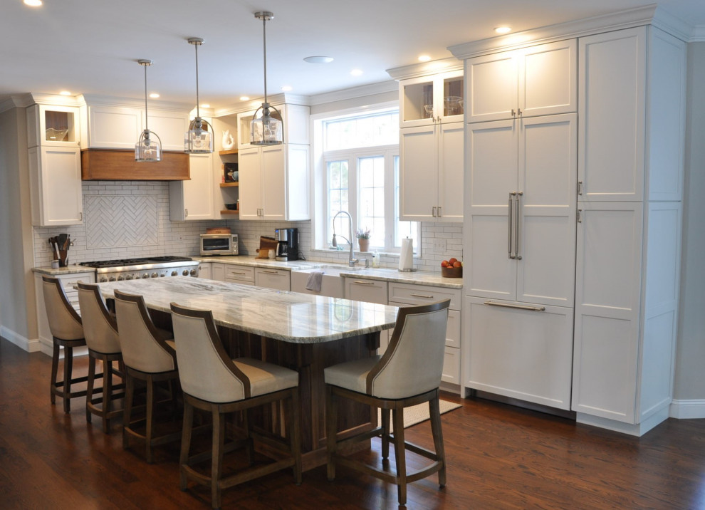 Example of a transitional kitchen design in Boston