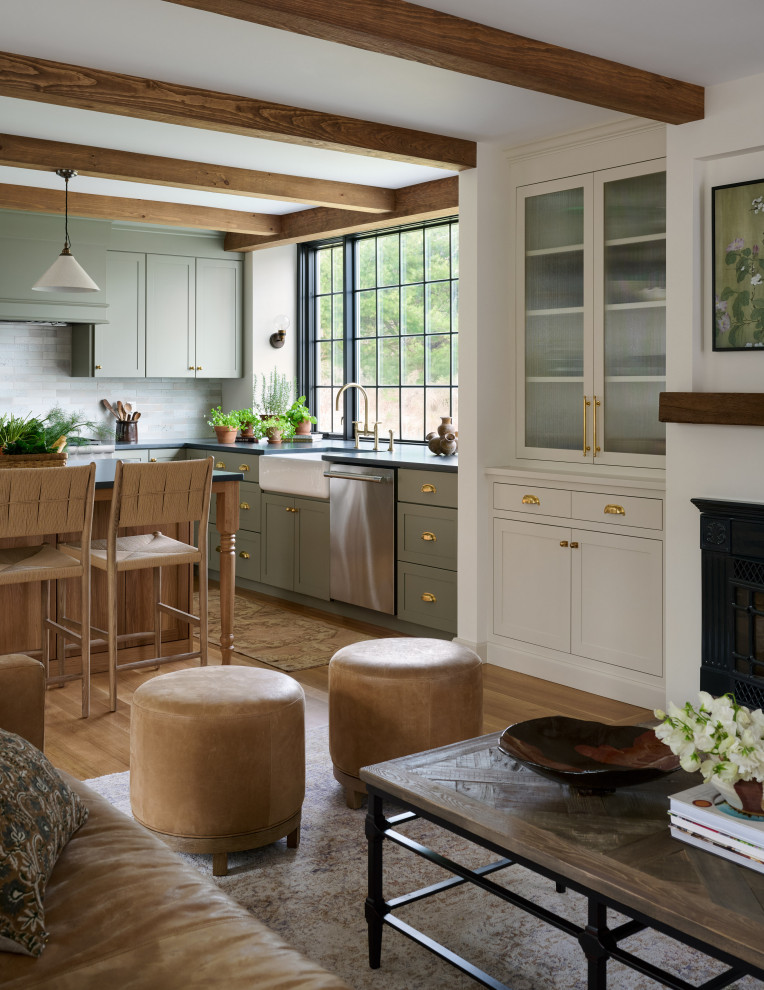 Living room - transitional living room idea in Boston
