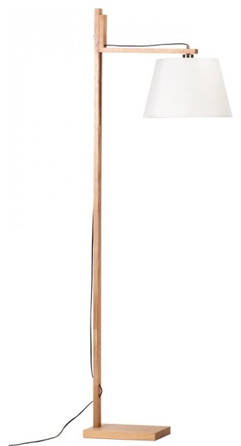 Nordic Style Wood Floor Lamp with Linen Crash Shade