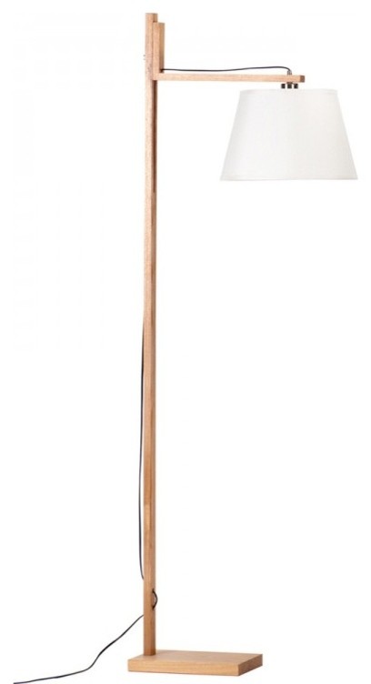 Nordic Style Wood Floor Lamp with Linen Crash Shade