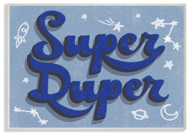 Kids Super Duper Word Blue Design Drawing, 12"x18"