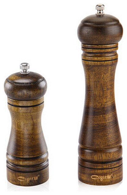 wood salt and pepper grinder set