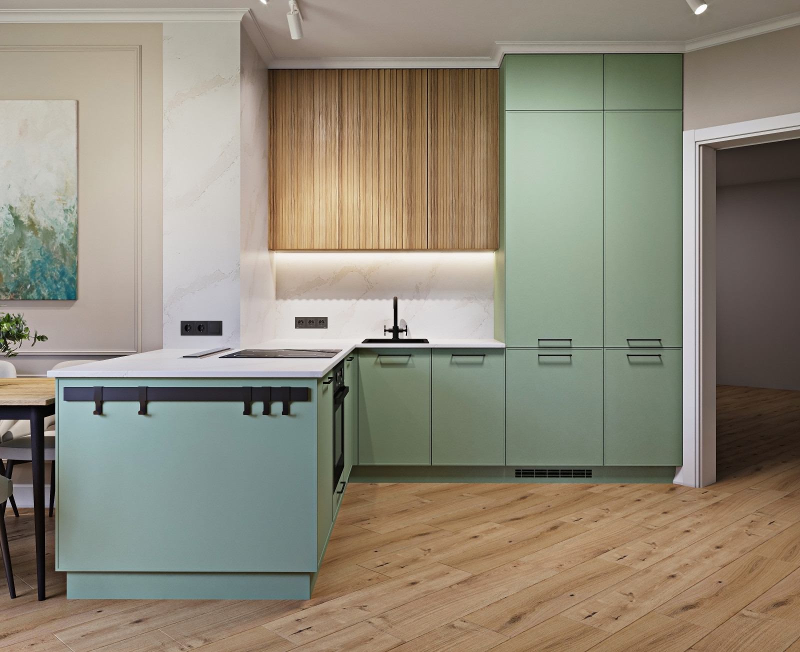 Просторная кухня-гостиная.