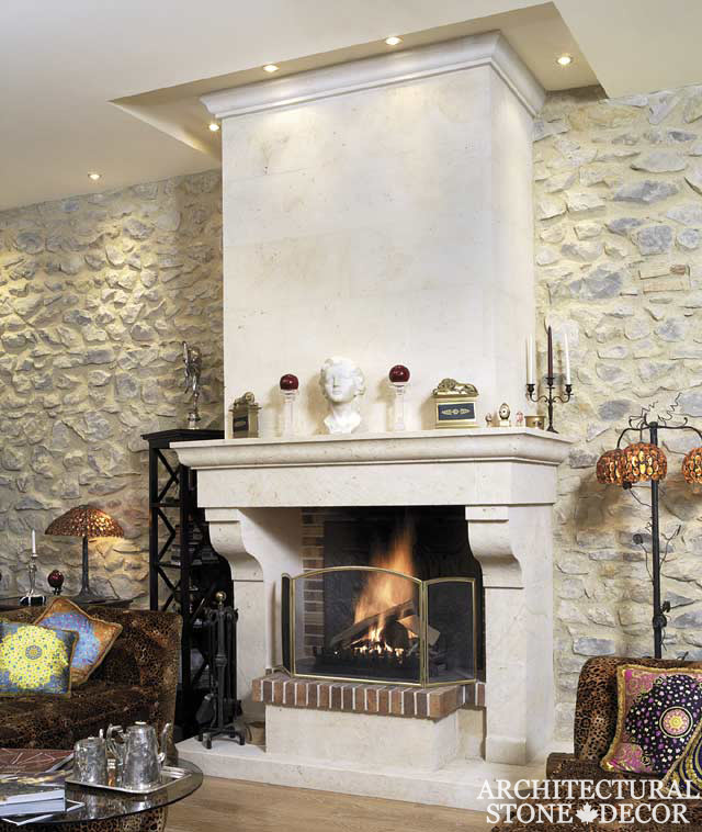 Design ideas for a mid-sized mediterranean enclosed living room in Toronto with a standard fireplace and a stone fireplace surround.