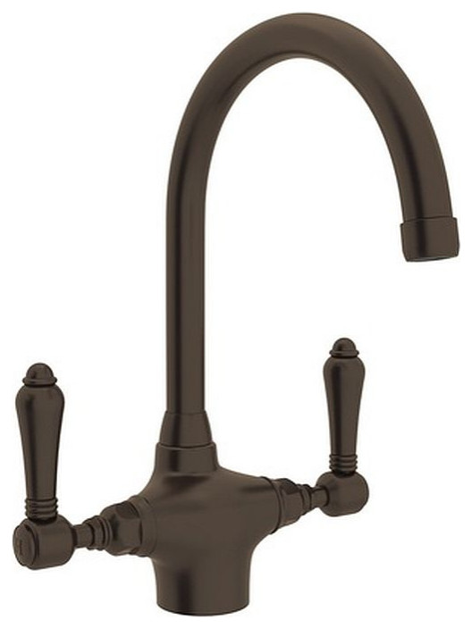 Rohl San Julio Double-Lever Handle Standard Kitchen Faucet, Tuscan Brass