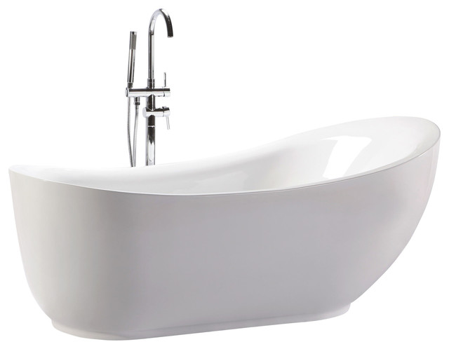 Cyrene Freestanding Acrylic Bathtub With Round Overflow White 71 Cyrene Freestanding Acrylic Bathtub With Round Overflow White 71 Contemporary Bathtubs