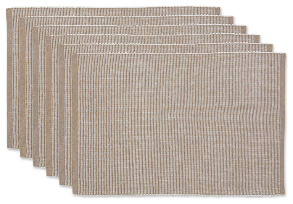 Dii Stone and White 2Tone Ribbed Placemat, Set of 6 Transitional