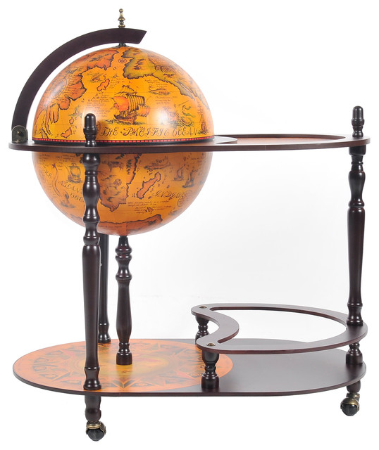 Globe Drink Trolley16 5 Inches Red Traditional Bar Carts By