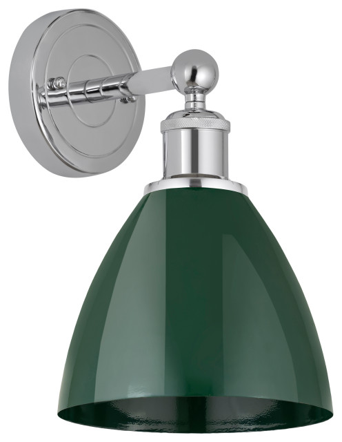 Plymouth Dome 1-Light 8" Sconce, Polished Chrome, Green