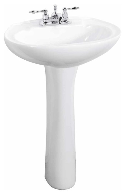 Elegant White Slim Pedestal Sink Space Save Grade A Vitreous China