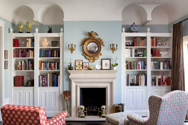 White Custom Bookcases Eclectic Living Room San Francisco