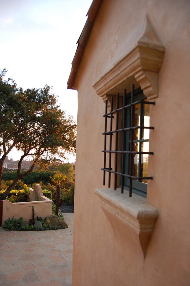 Design ideas for a mediterranean home design in Santa Barbara.