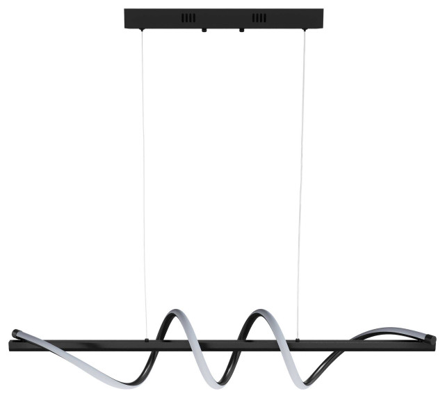 Modern Linear Wave Shape LED Pendant Lighting for Kitchen Island