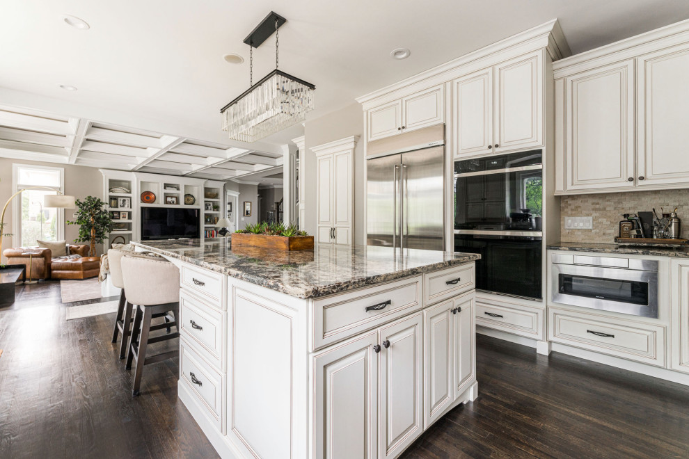 Example of a transitional home design design in Chicago