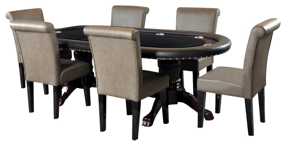 BBO Poker The Rockwell 7 Piece Poker Table Set w/ 6 Lounge Chair - Upholstered w