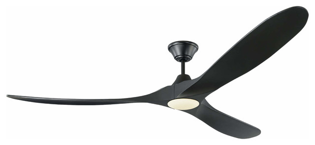 70 Inch Maverick Max Matte Black Ceiling Fan With Led Light And 3 Blades Contemporary Fans By Designer Lighting Houzz - Modern Black Ceiling Fan Light