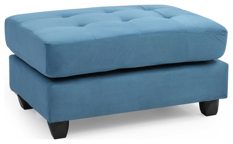Ottoman, Aqua Suede Contemporary Footstools And Ottomans by