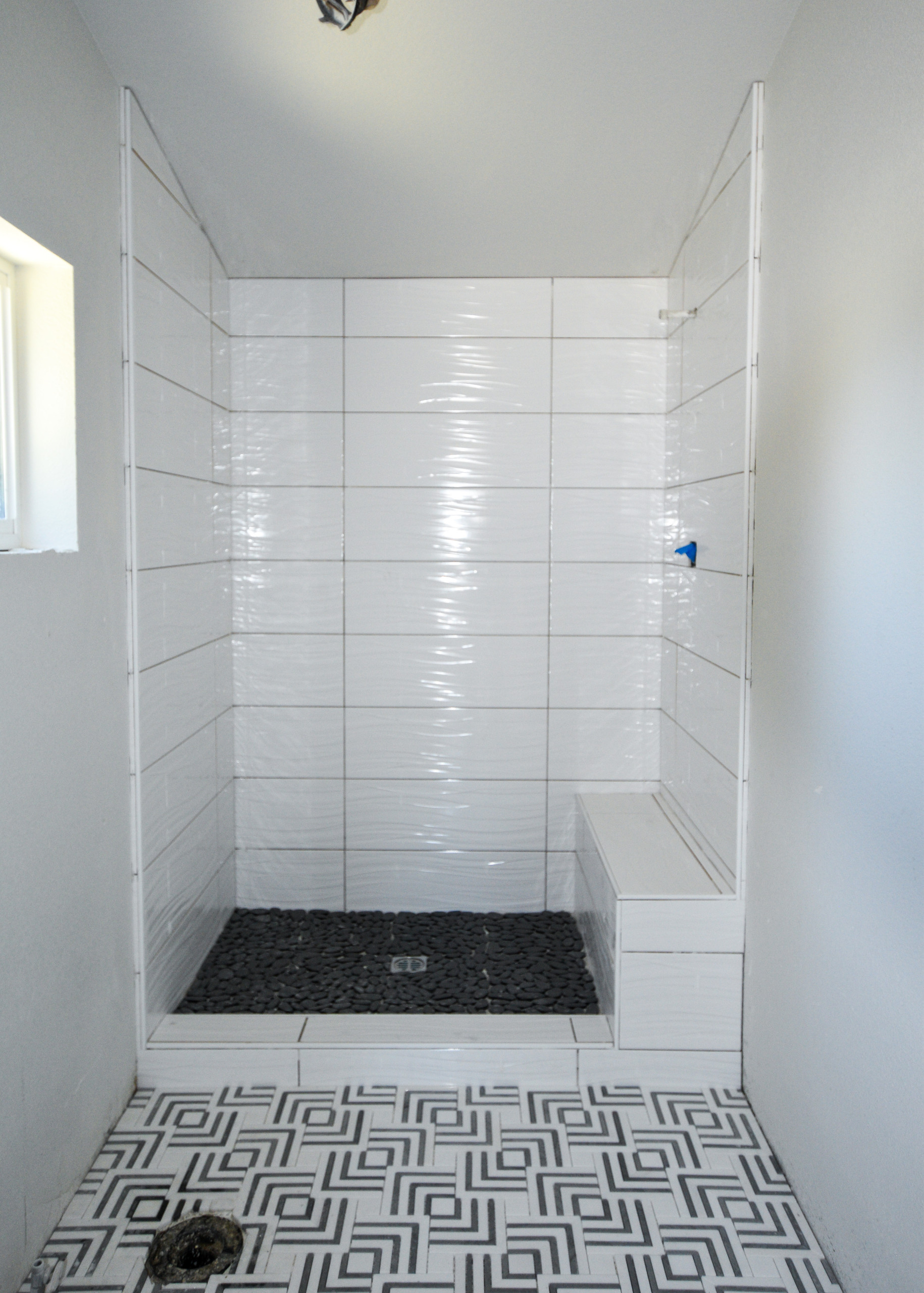 White Clean Modern Walk In Shower