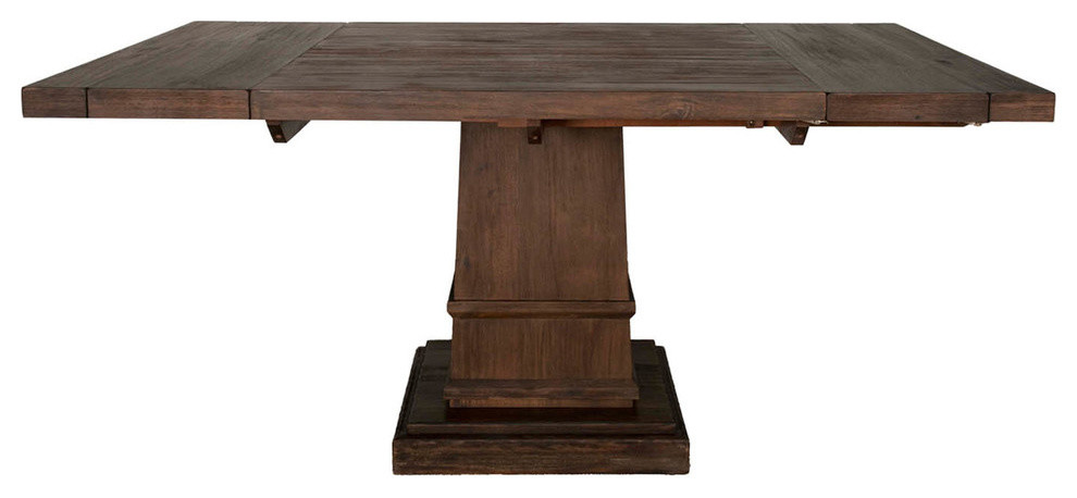 Wooden Square Extension Dining Table, Dark Brown