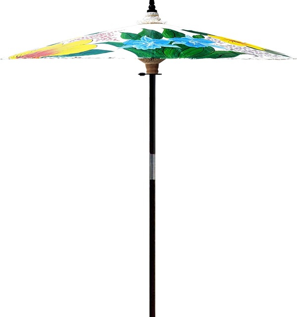 Eastern Bouquet Beijing White Outdoor Patio Umbrella Asian