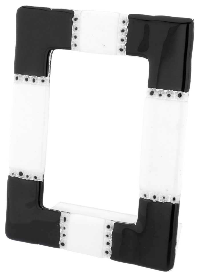 GlassOfVenice Murano Glass Photo Frame Ducale Black and White 4X6 Inch