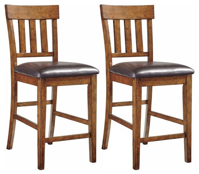 Ashley Ralene Um Brown Upholstered Barstools Set Of 2 Ashley Ralene Um Brown Upholstered Barstools Set Of 2 Transitional Bar Stools And Counter By Gwg