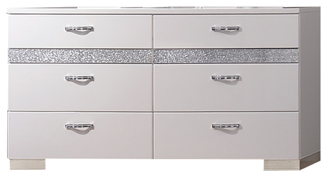 Acme Adair 6 Drawer Dresser With Hidden Jewelry Drawer White