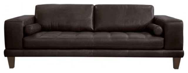 Armen Living Wynne Upholstered Modern Leather Sofa in Espresso