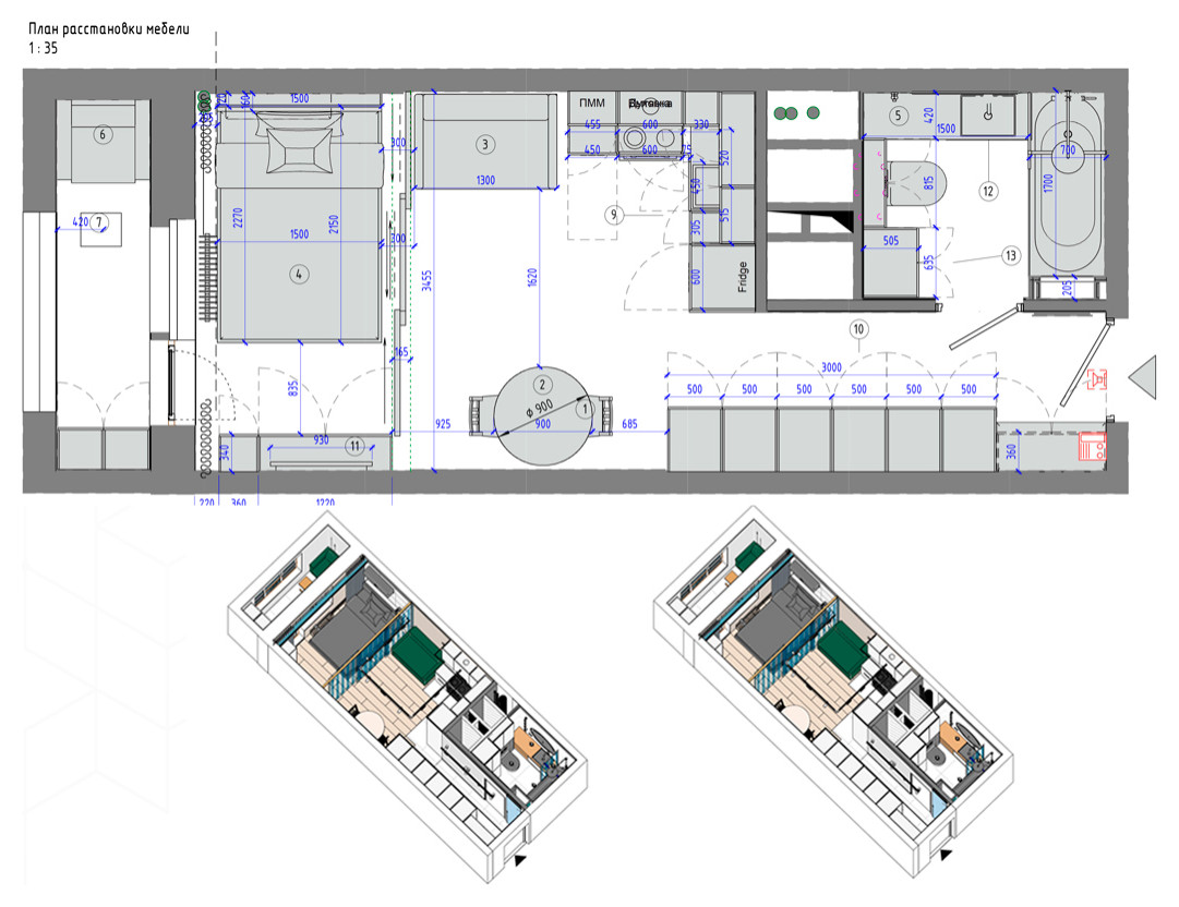 Дизайн-проект квартиры-студии в Подмосковье