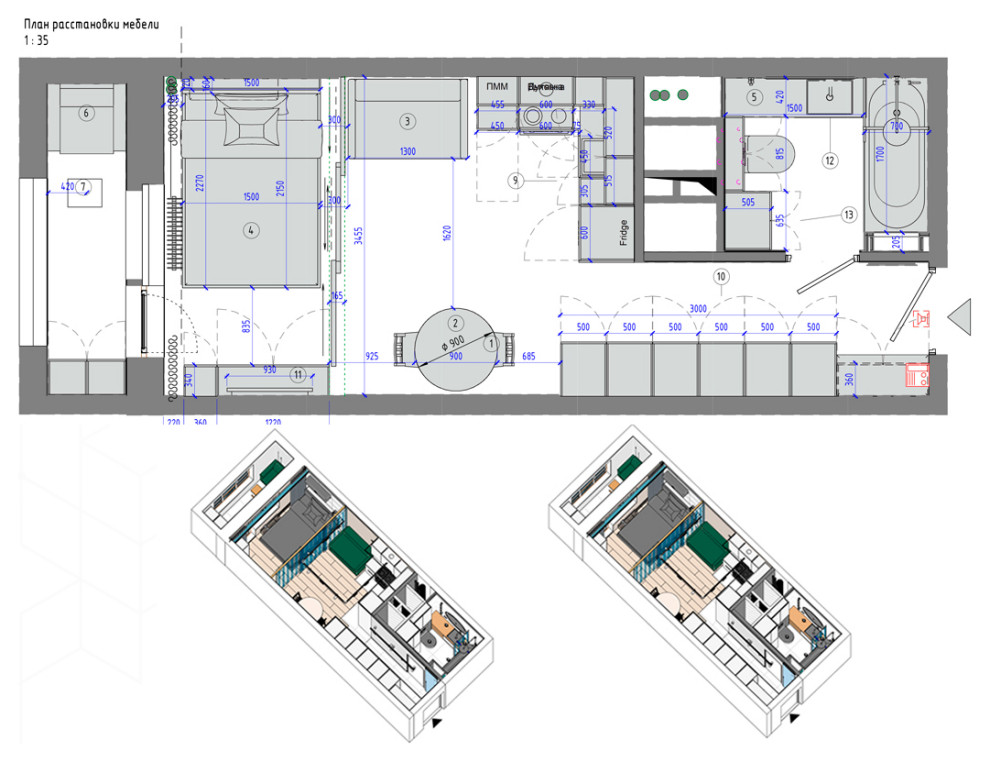 Дизайн-проект квартиры-студии в Подмосковье