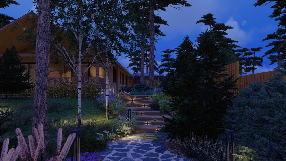 Сад в сосновом лесу