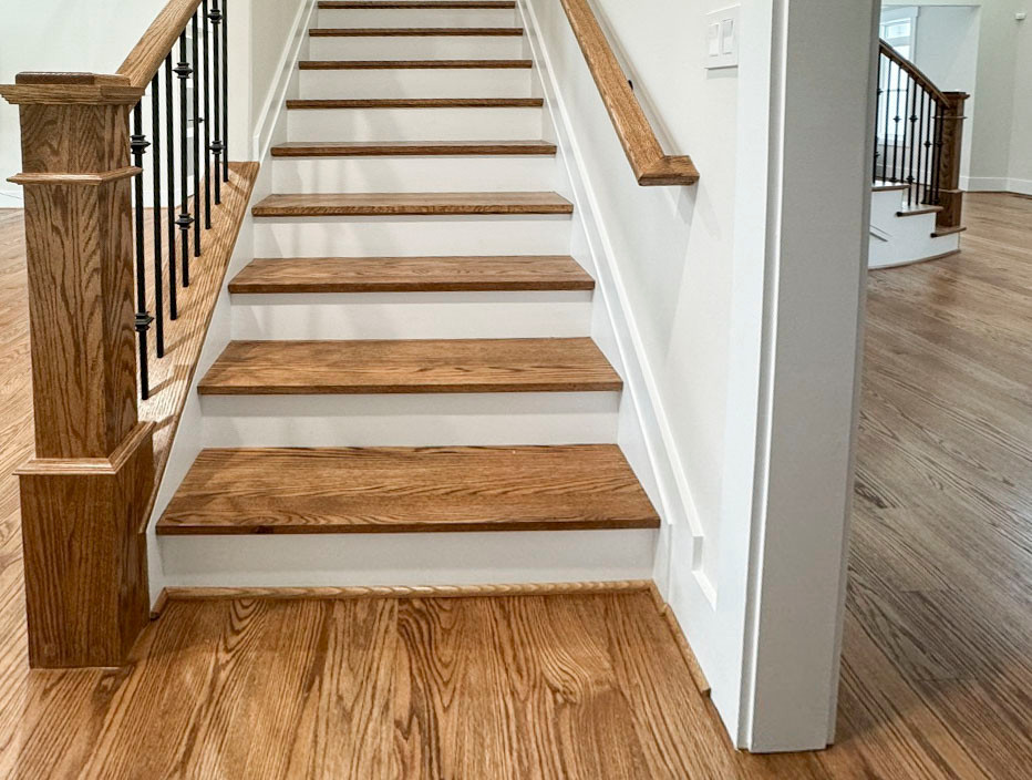 117_Distinct Oak Staircase with Iron Balusters & Oak Rail Profile, Chantilly VA