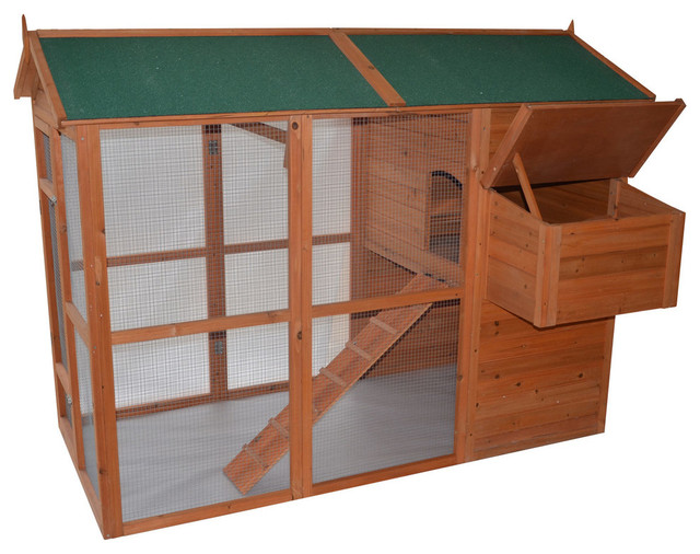 Pawhut Large Backyard En Coop With Outdoor Run Transitional Pawhut Large Backyard En Coop With Outdoor Run