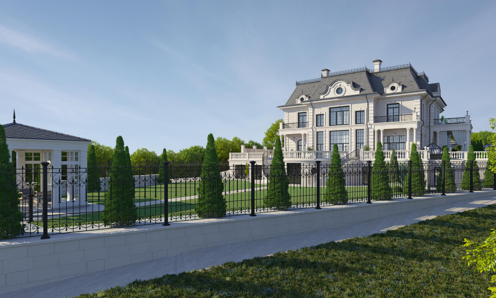 Архитектурный проект жилого дома с бассейном в классическом стиле. 1100кв.м.