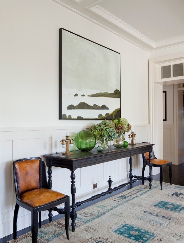 Foyer - transitional foyer idea with white walls