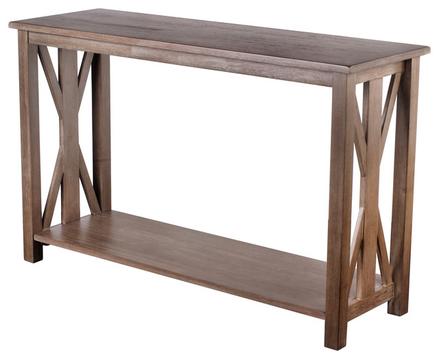 Rustic Farmhouse Style East End Sofa Table Weathered Gray