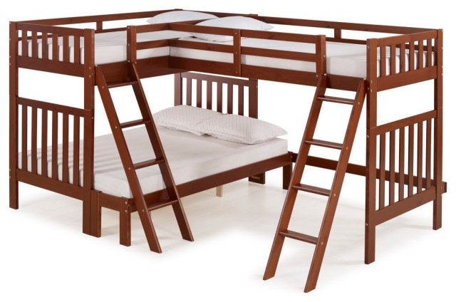 Aurora Twin Over Full Wood Bunk Bed, Twin Over Full Triple Bunk Bed
